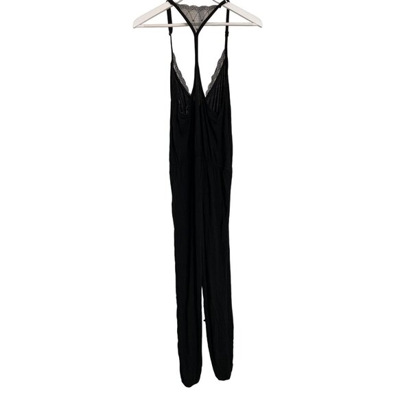 Splendid Black Lace-Trimmed Lounge Jumpsuit - Picture 8 of 8